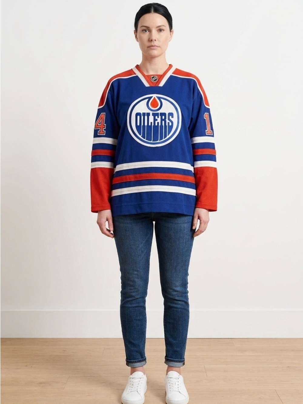 Edmonton Oilers Reebok Blue and Orange Eberle #14 Hockey Jersey - Picture 2 of 14